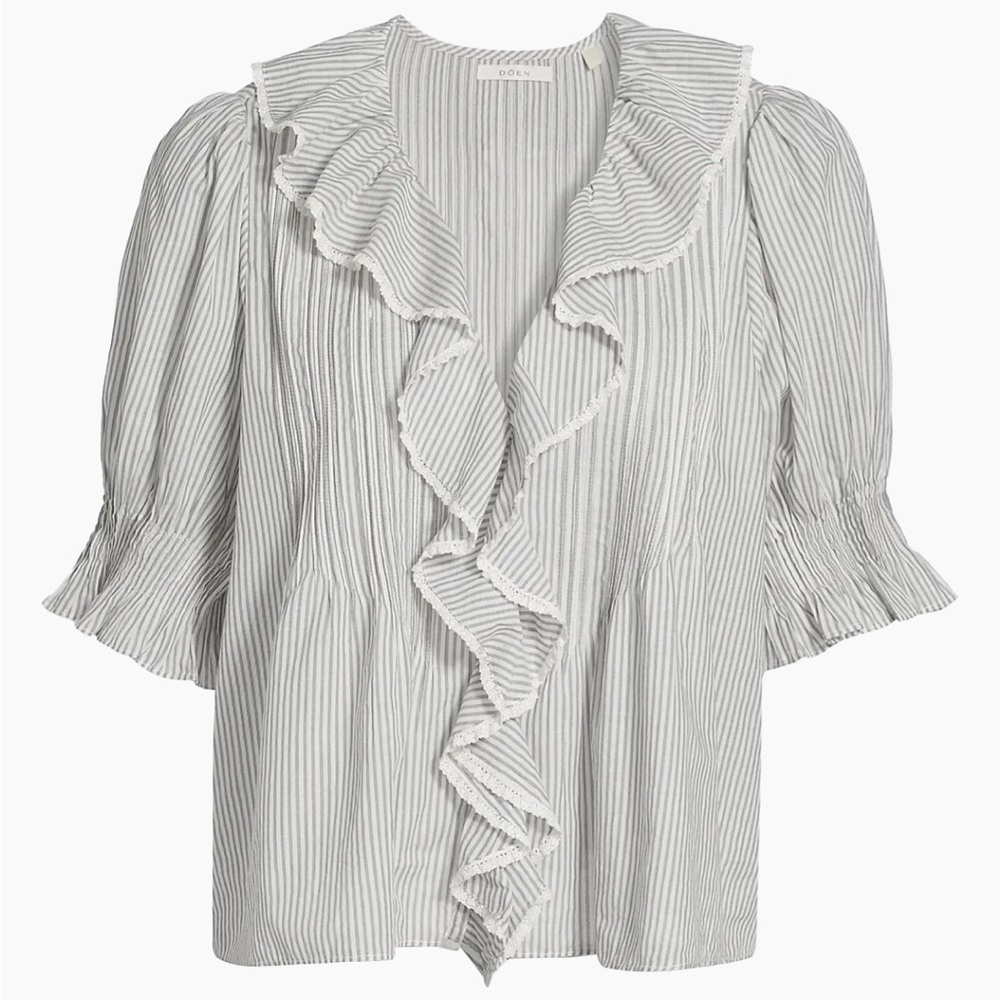 Doen Henri Adelaide Striped Ruffle Blouse